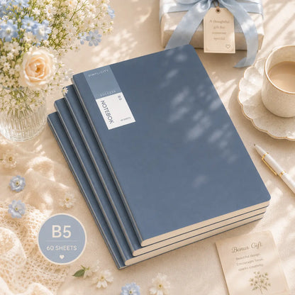 Back to School,B5 Notebook, 60 Sheets / 120 Pages, Minimalist Blue Notebook for School, Office, Journaling, Note Taking & Daily Writing