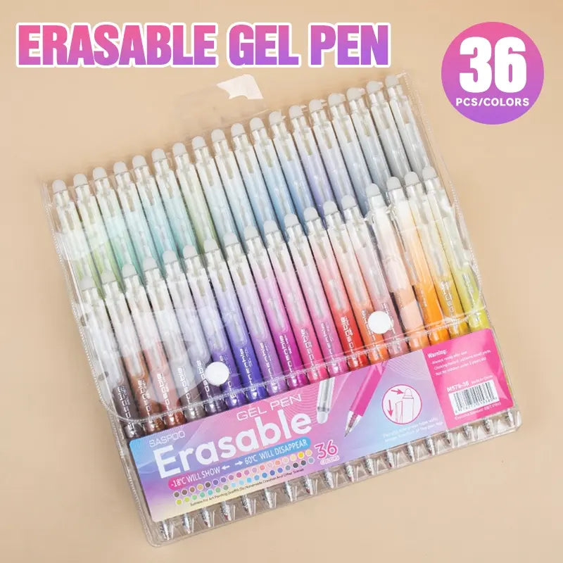 36 Color Erasable Gel Pens Set, Click Ballpoint Pens for Drawing, 0.7mm Fine Point, Perfect Back to School Supplies for Kids and Students, Quick Dry Pens