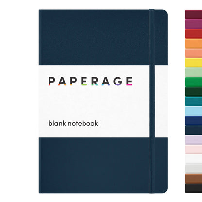 PAPERAGE Blank Hard Cover Notebook - 5.6"x8", 100 GSM Thick Paper, Leather Cover, Elastic Band, Dotted Junk Journal Supplies, Junk Journal Aesthetic Sketchbook (Office Stationery)