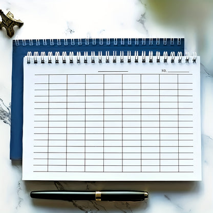 A5 Spiral Bound Grid Paper Notebook 100 Pages Blue/Black Textured Cover Horizontal/Vertical Layout Options for Time Tracking Ranking Accounting Inventory Management Activity Planning Grid Notebook