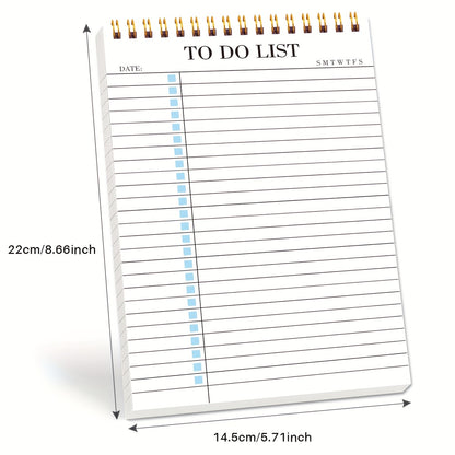 Office Supplies to Do List Notepad, Undated Daily Planner Notepad with to Do List Notebook Checklist Planner Spiral Cover Notepad for School Planner, 52 Sheets, 5.71"*8.66" A5 Size