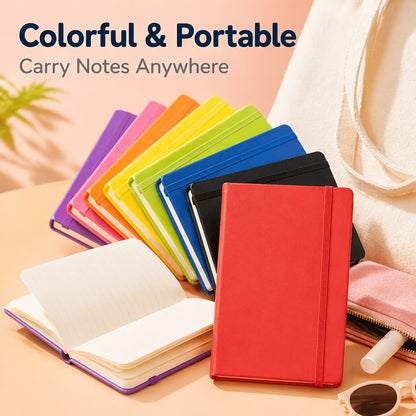 [Premium PU Leather Notebook] Pocket Hardcover Notebook A6, 84 Sheets Thick Creamy Paper, Premium PU Leather Cover, 8 Colors Available, Lined Journal with Elastic Closure for Writing Journaling Office School