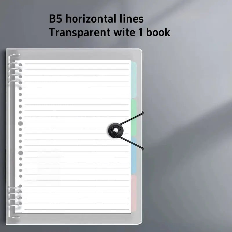 A5/b5 Loose-Leaf Notebook with Removable Metal Clip, 60 Pages of Ruled Paper, One-Button Design for Easy Refills, Refillable, Ideal for Office, Meetings, Study, Notebook for work