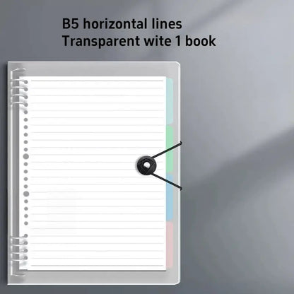 A5/b5 Loose-Leaf Notebook with Removable Metal Clip, 60 Pages of Ruled Paper, One-Button Design for Easy Refills, Refillable, Ideal for Office, Meetings, Study, Notebook for work