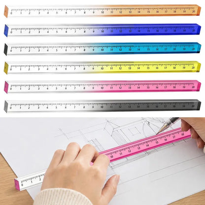 6 pieces of 20cm square plastic ruler, gradient transparent ruler, suitable for students, office staff, classroom learning, office drawing and measurement