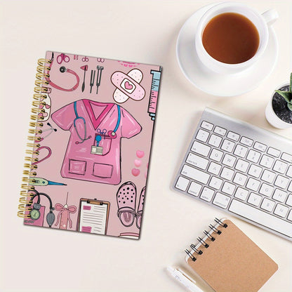 This Notebook Features a Pink Nurse-Themed Cover, Sized 5.5X8.3 Inches, Containing 50 Pages Designed for Smooth Writing, Perfect for Nurses to Document Patient Details. It Makes a Great Gift for Nursing Professionals
