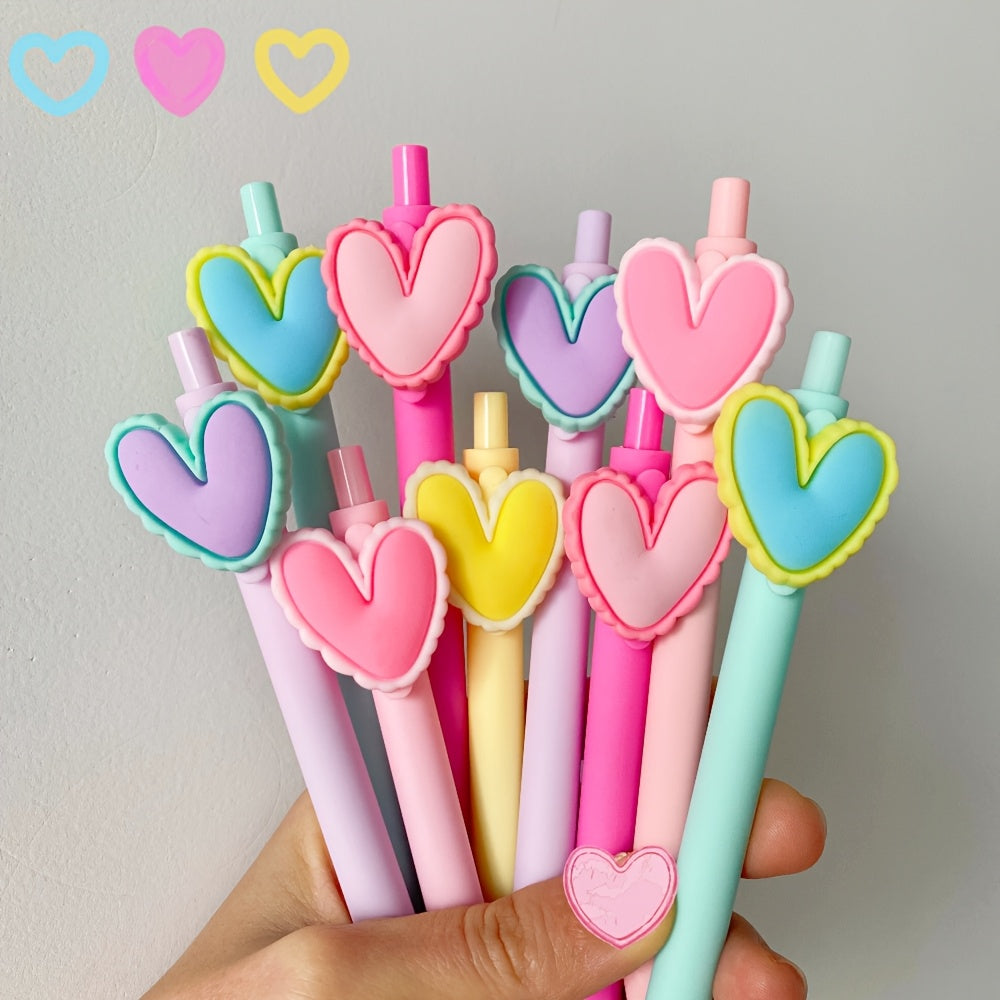 [Gel Pen Heart-Shaped Pens] 5/10pcs Gel Pen Heart-Shaped Pens, Black Ink 0.5Mm, Suitable for Weddings, Parties, Office Stationery, Coworker Teacher Birthday Gifts, Random Styles