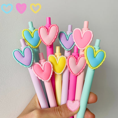 [Gel Pen Heart-Shaped Pens] 5/10pcs Gel Pen Heart-Shaped Pens, Black Ink 0.5Mm, Suitable for Weddings, Parties, Office Stationery, Coworker Teacher Birthday Gifts, Random Styles