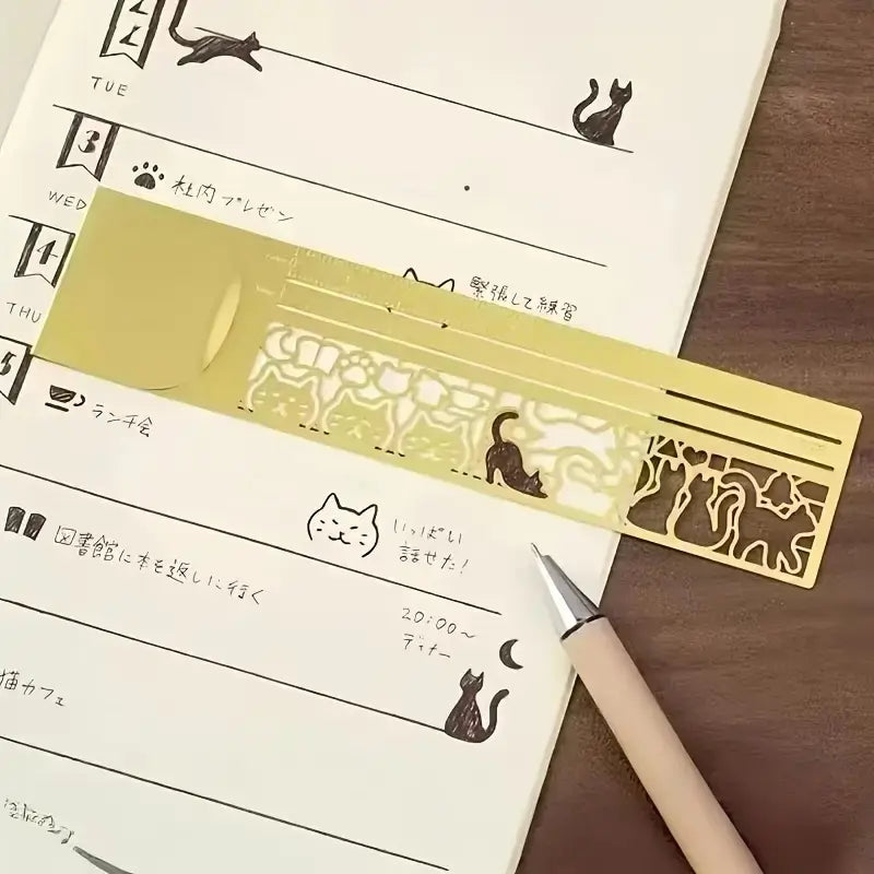 1pc 3-In-1 Cat Lover Ruler Template, Cute Dual-Sided Bookmark & Ruler, Precise Multifunctional Stationery for Journals, Planners, Note-Taking Accessories, Home Office Supplies