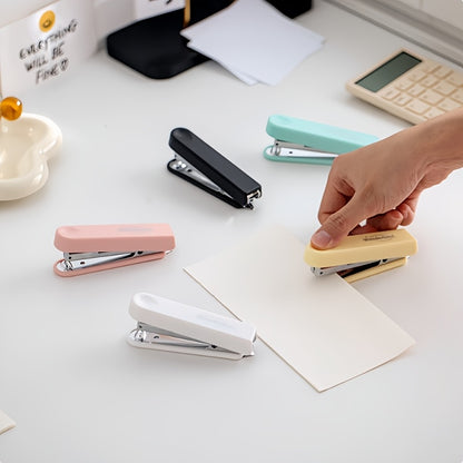 Morandi Color Durable ABS Mini Stapler - Desktop Stapler with 1000 Staples, Effortless Stapling, Compatible with No. 10 Staples, Portable Design