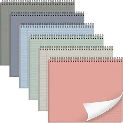 6 Packs 9.5" x 11" Landscape Note Pads College Ruled Notebooks Perforated NotePads 40 Sheets Punched Top Spiral Bound Notebooks 80GSM Lined Notepads for School,Office,Home,back to school,back to school haul,sohochic