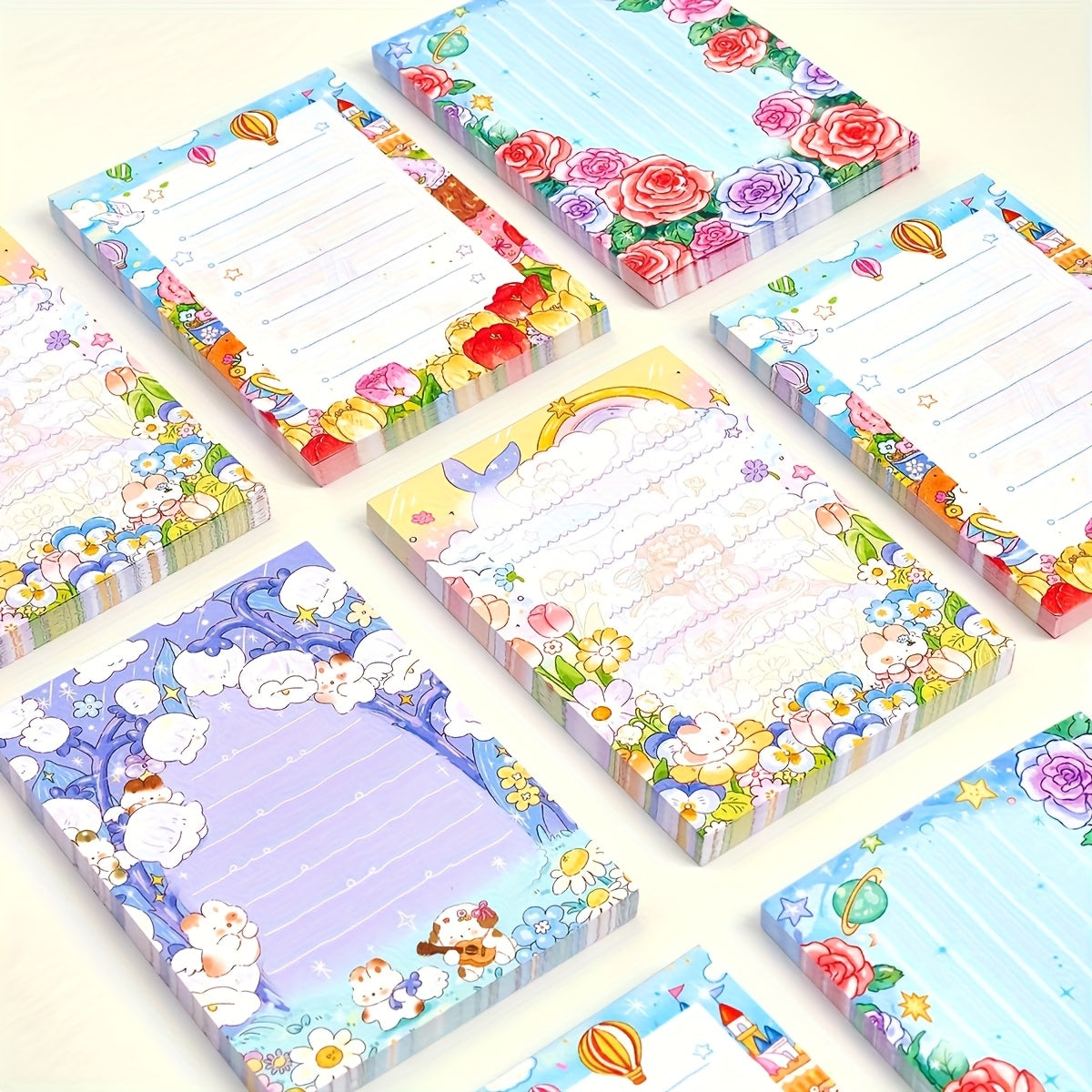 Dreamy Garden Oil Painting Notepad for Students, 50 High-Quality Floral Memo Sheets for Notes And Reminders