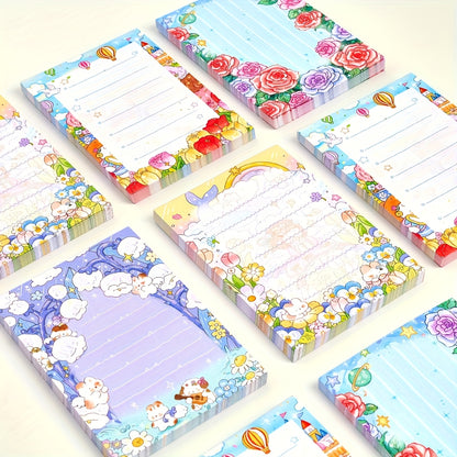 Dreamy Garden Oil Painting Notepad for Students, 50 High-Quality Floral Memo Sheets for Notes And Reminders