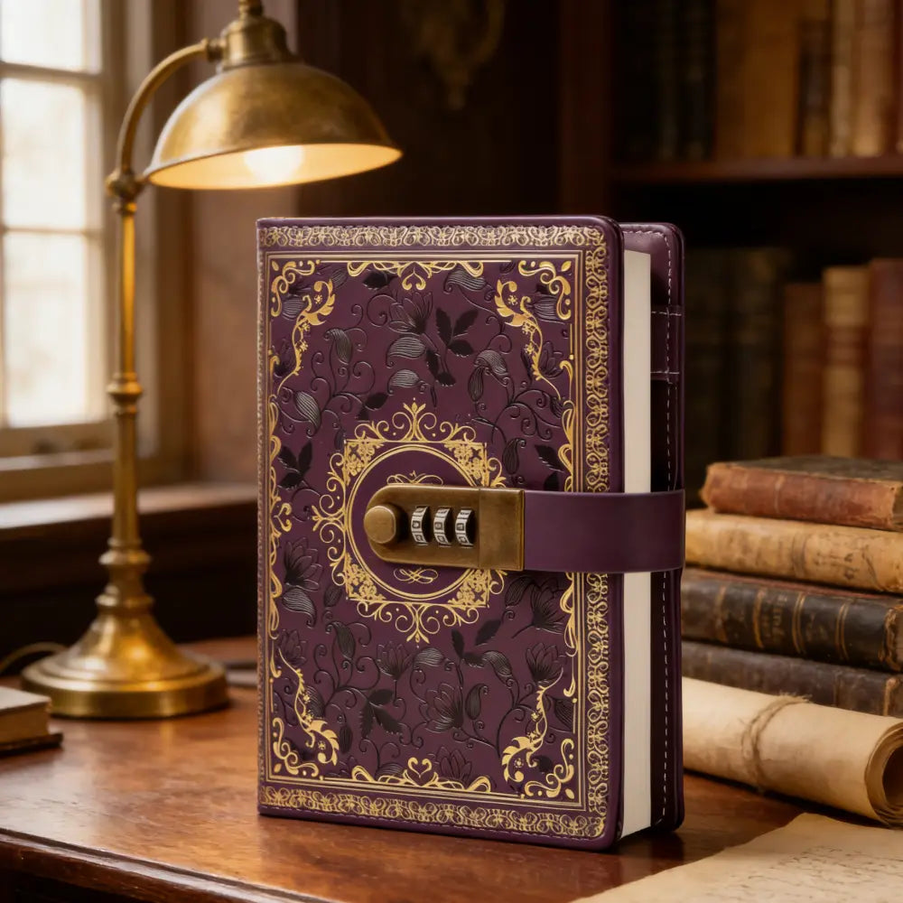 1PC Retro Password Book With Lock, Creative Manual Ledger Student Notebook Diary, Stationery Notebook, PU Leather 224 Page Notebook, Creative Ledger, Business Office Stationery, Ledger Password Book, Student Notebook, Christmas Gift