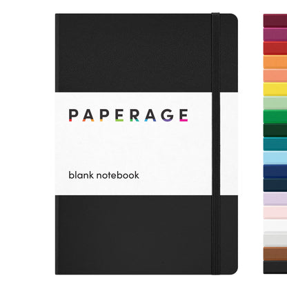 PAPERAGE Blank Hard Cover Notebook - 5.6"x8", 100 GSM Thick Paper, Leather Cover, Elastic Band, Dotted Junk Journal Supplies, Junk Journal Aesthetic Sketchbook (Office Stationery)
