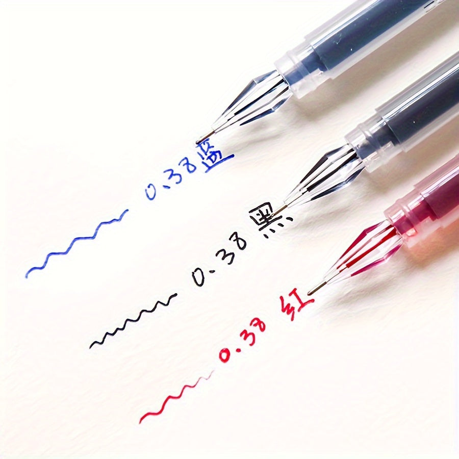 [Quick-Dry Ink Pens] 3pcs Per Pack, 0.38Mm, Quick-Dry Ink, Black/Blue/Red - Ideal Pens for Exams And Office Use, Fineliner Pens for Writing