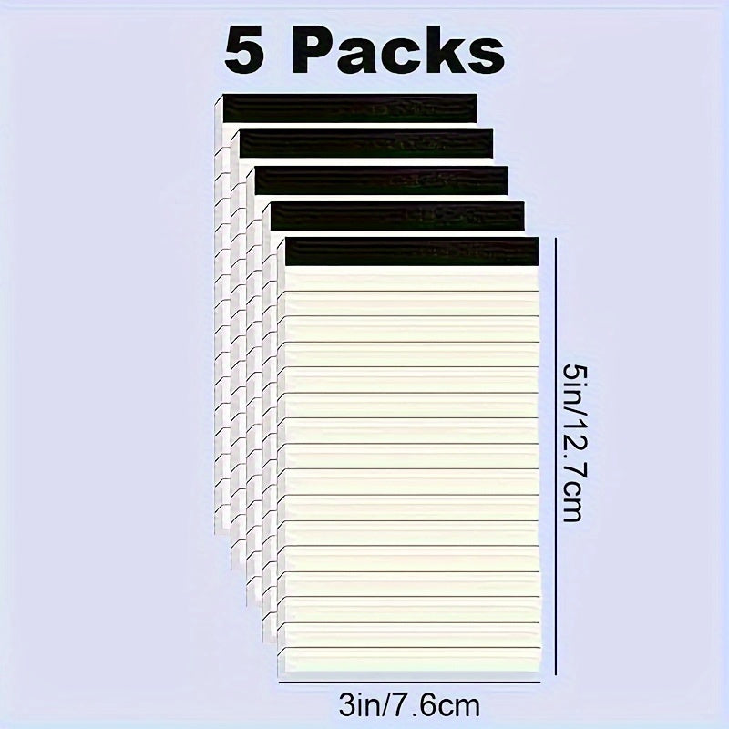 5pcs All-purpose Note Pads, Lined Notes Memo Pads, Writing Pads, 3 X 5 Inch Lined Writing Note Pads, 32 Sheets Each, Perfect for School, Office, School Supplies, Back to School, Libretas, Notebooks for School, Aesthetic School Supplies