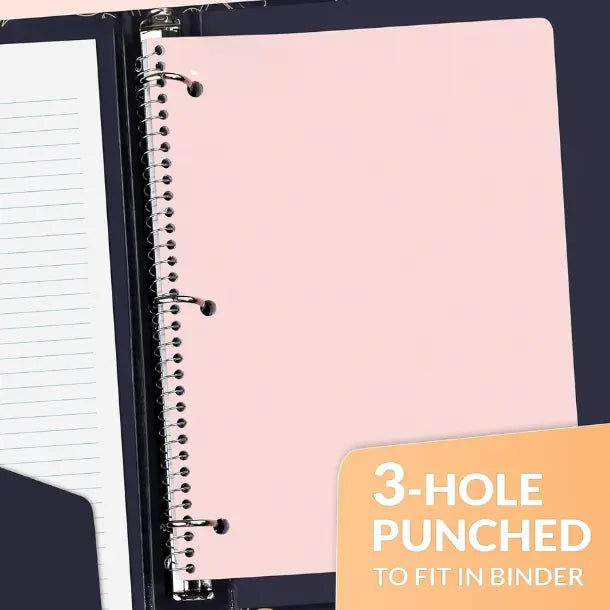 5 Pack Spiral Notebooks, 1-Subject, College Ruled Paper, 8" x 10-1/2", 70 Sheets per Notebook,3-Hole Punched Paper, Pink,Purple, Blue, Green, Yellow Spiral Lined Notebooks for School,Work