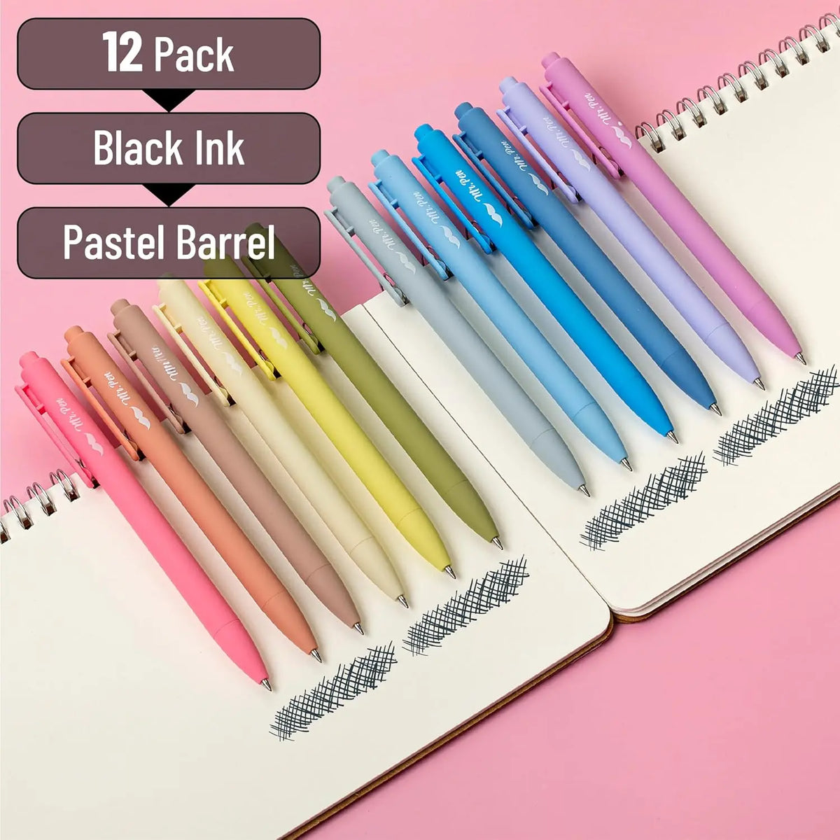 Retractable Gel Pens, 12-Pack Pastel Barrel 0.5mm Fine Tip, High-Quality Black Ink, Convenient 1-Click Operation, Aesthetic for Journaling Detailed Notes, Office Stationery with Manufacturer Warranty, Convenient One-Click Operation, 0.5Mm Tip