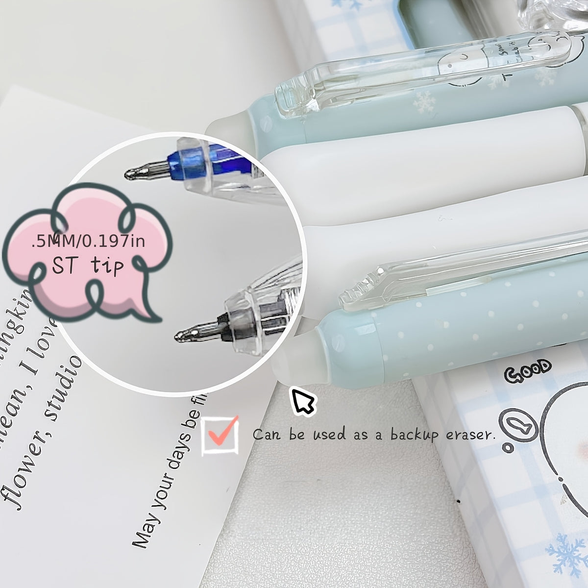 2/3pcs Random Cute Little Seal Pattern Erasable Pen, Side-Press High-Value Click Pen, 0.5mm Gel Pen, Suitable for Office and Study - Pcs