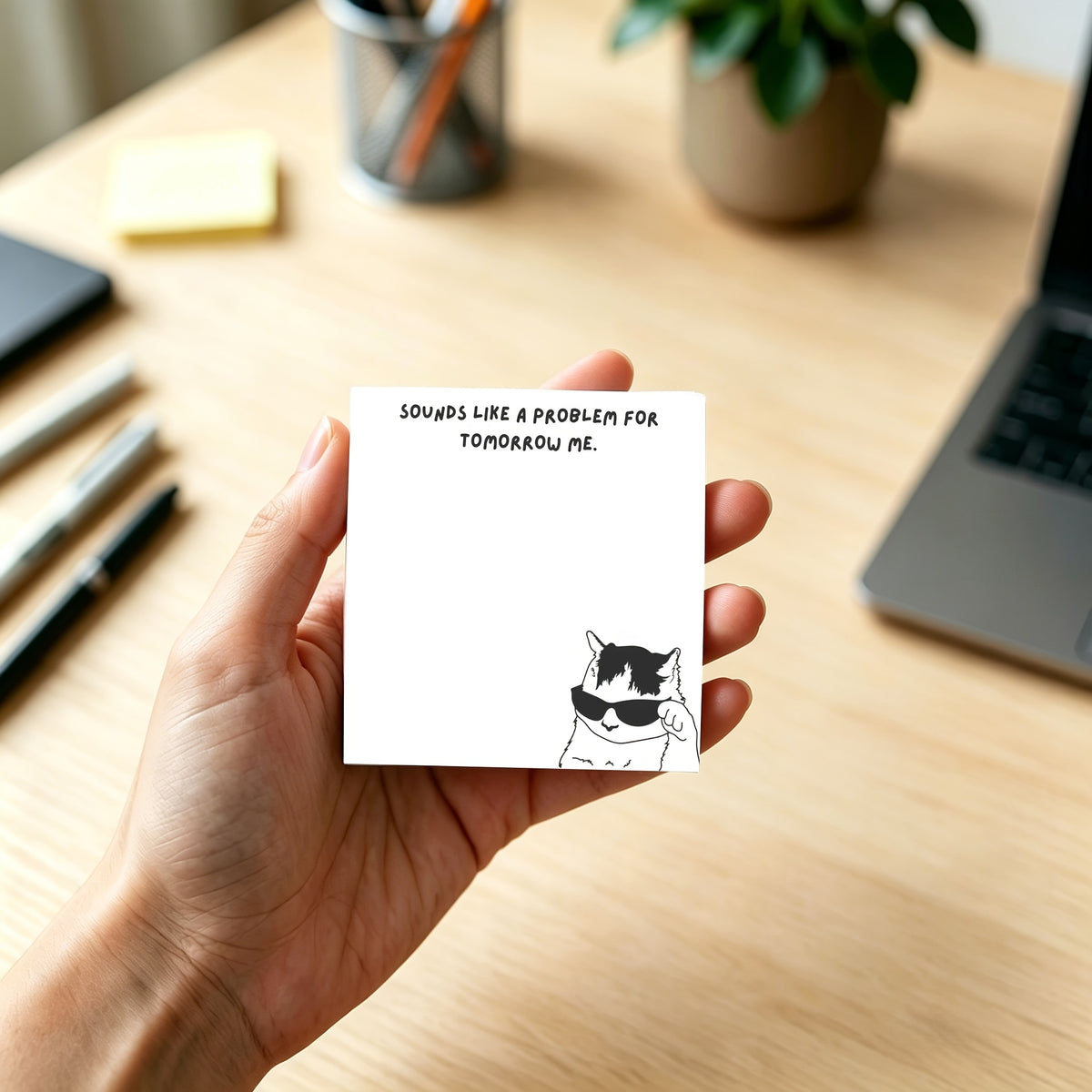 Funny "Problem for Tomorrow Me" Cat Memo Pad, Sarcastic Office Humor, Relatable Procrastination Stationery, 50 Sheets Aesthetic Desk Decor, Coworker Gift Idea