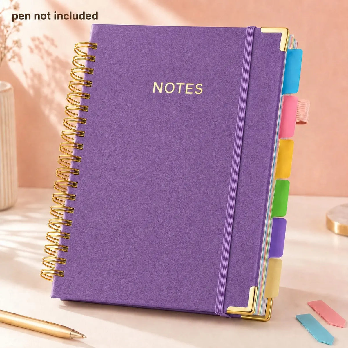 2026 Hardcover Spiral Notebook, 300 Pages, Leather, 5-Subject, 8x10 Inch, Removable Dividers, for Work, School, Travel, Study