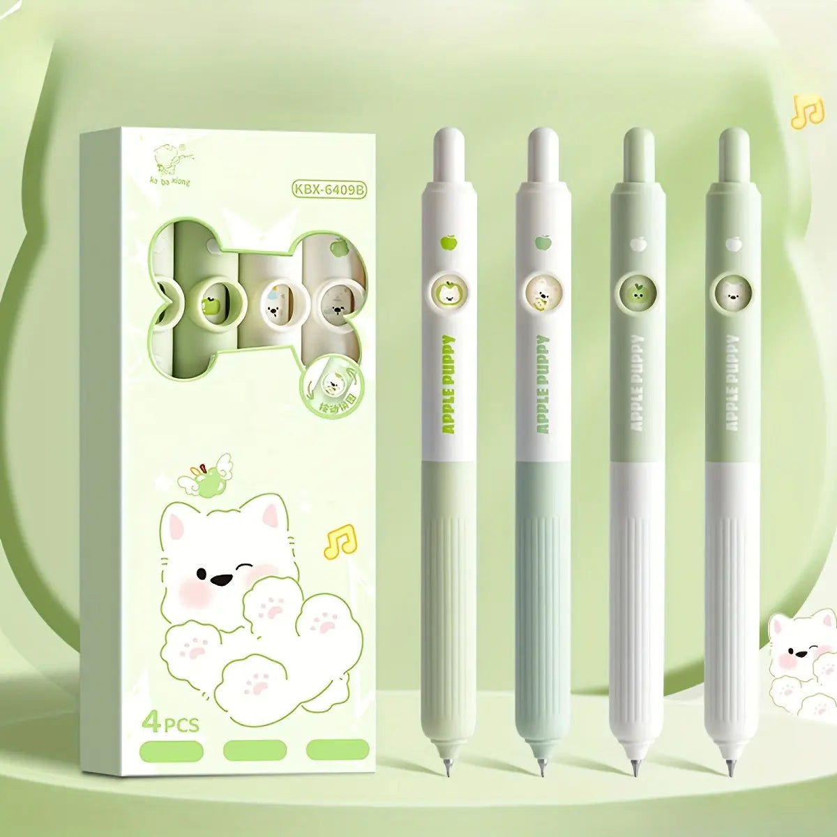 4pcs Kawaii Cat Rotate Gel Pens with Meow & Paw Print Design, 0.5mm Fine Point Quick-Dry Black Ink-Smooth Writing Retractable Pens Cute, Ergonomic Grip - for Students &School, Office, Diary, Journaling - Birthday/Christmas Gift, Stationery Writing Tools