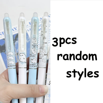 2/3pcs Random Cute Little Seal Pattern Erasable Pen, Side-Press High-Value Click Pen, 0.5mm Gel Pen, Suitable for Office and Study - Pcs