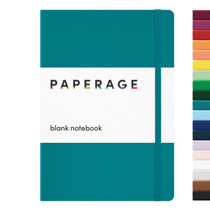 PAPERAGE Blank Hard Cover Notebook - 5.6"x8", 100 GSM Thick Paper, Leather Cover, Elastic Band, Dotted Junk Journal Supplies, Junk Journal Aesthetic Sketchbook (Office Stationery)