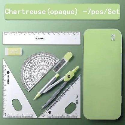 Compass & Ruler Set, Measuring Instrument, 7 Counts/set Including Compass & Measuring Ruler& Eraser & Lead, School Supplies for Students, Office Supplies