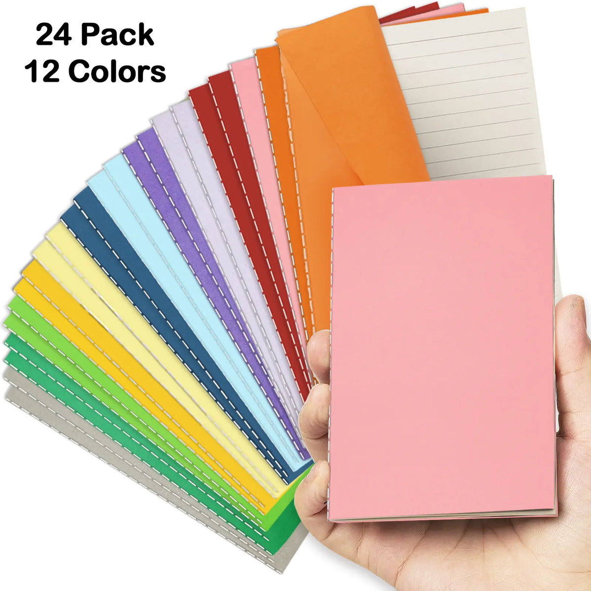 24 Pack Pocket Notebook Bulk, College Lined Softcover Journal, Small Travel Notepad for Writing & Drawing, Ideal for Students and Artists