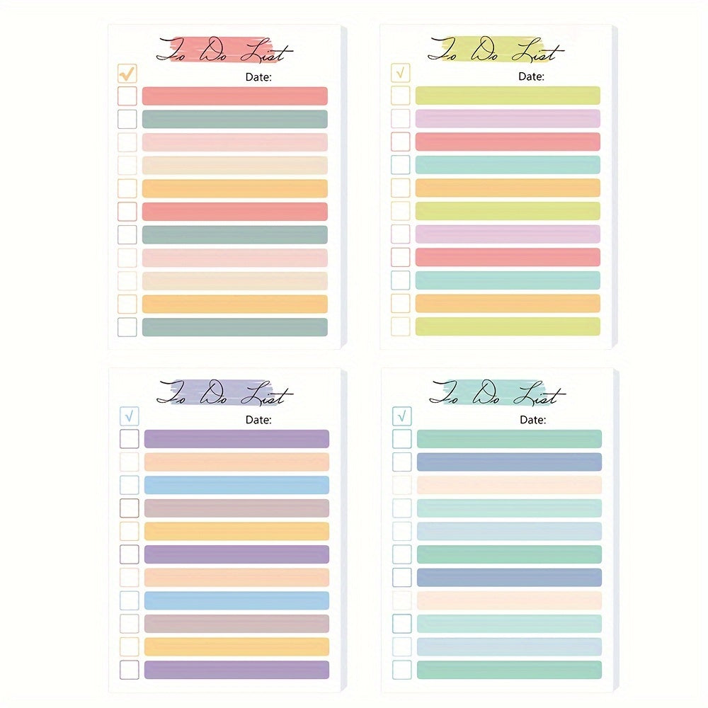 1pc with Four Designs, 50 Sheets of a To-Do List Notepad - Daily Planner Notebook, Measuring 5.5 by 3.9 Inches, Tear-Off Notepad, Portable, Suitable for Office Use, a Great Gift for The Workplace, Task List Organizer, School Supplies