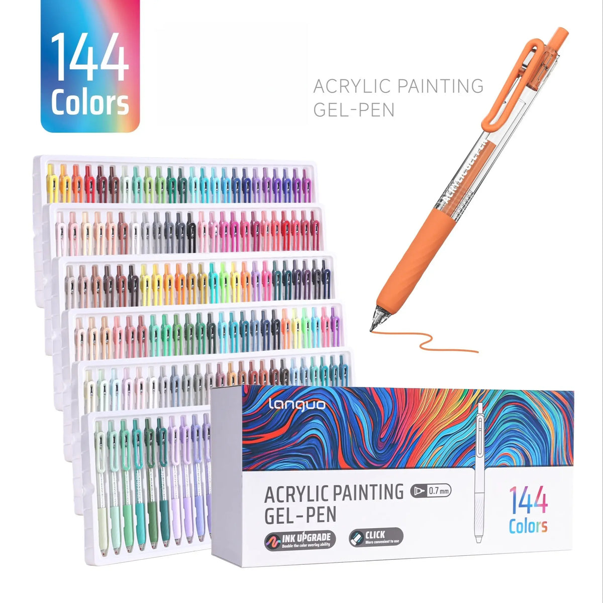 Languo 144 Color Gel Pen Set, Multi-Color Stationery for Students, Ideal for Hand Drawing and Creative Projects, Non-Disposable Writing Tools, Ink Gel Pens