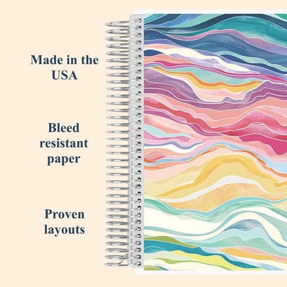 Durable Writing Notebook - 7x9 In, 80lb Paper, Colorful Layers, Productivity Layout, Platinum Coil Binding, College Ruled, Ideal for Note Taking & Task Lists