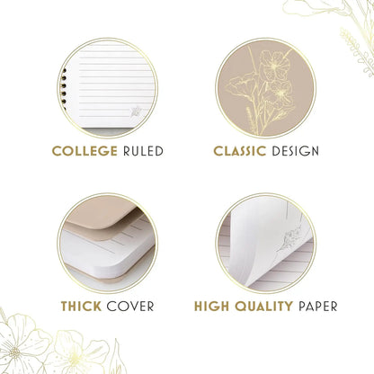 Notebooks for Work, Small Cute Beige Hardcover Spiral Journal 6x9, 100 Pages | Aesthetic College Ruled Notebooks & Writing Pads for Women, Students, Office, School,  Thick Paper