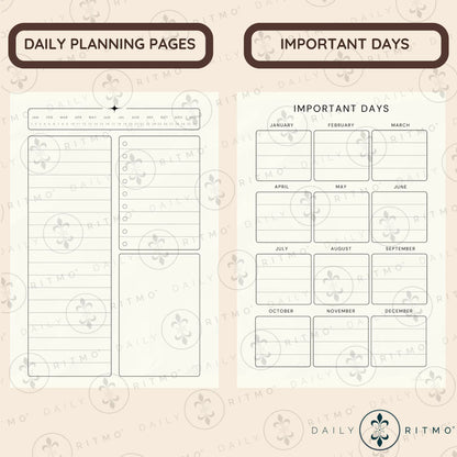 DAILY RITMO A5 Checkered PU Leather 6-Ring Binder Notebook - 160-Page To-Do List Planner, Work Notebook, Daily To Do List Notepad, Office Stationery, Desk & Work & Office Accessories