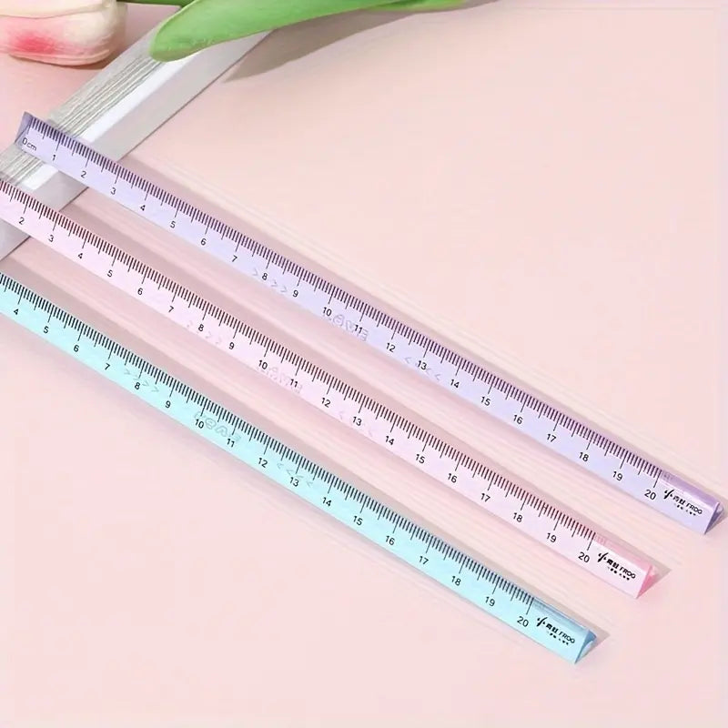 3-Piece Ruler Set, High Clarity Glossy Surface, Clear Ruler, Drawing and Exam Rulers, Durable Educational Tools, Desk Ruler, Learning Supplies