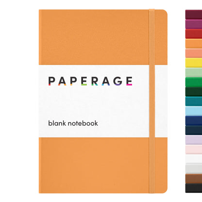 PAPERAGE Blank Hard Cover Notebook - 5.6"x8", 100 GSM Thick Paper, Leather Cover, Elastic Band, Dotted Junk Journal Supplies, Junk Journal Aesthetic Sketchbook (Office Stationery)