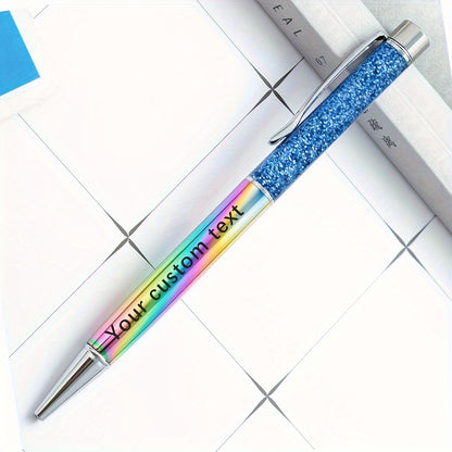 1pc Custom Liquid Sand Round Ballpoint Pen - Personalized Engraved Rose Golden Glitter Pen - Christmas Gift - Bridesmaid Gift - Female Boss Pen - Valentine's Day Gift, Custom Engraved Ballpoint Pen for Company and School