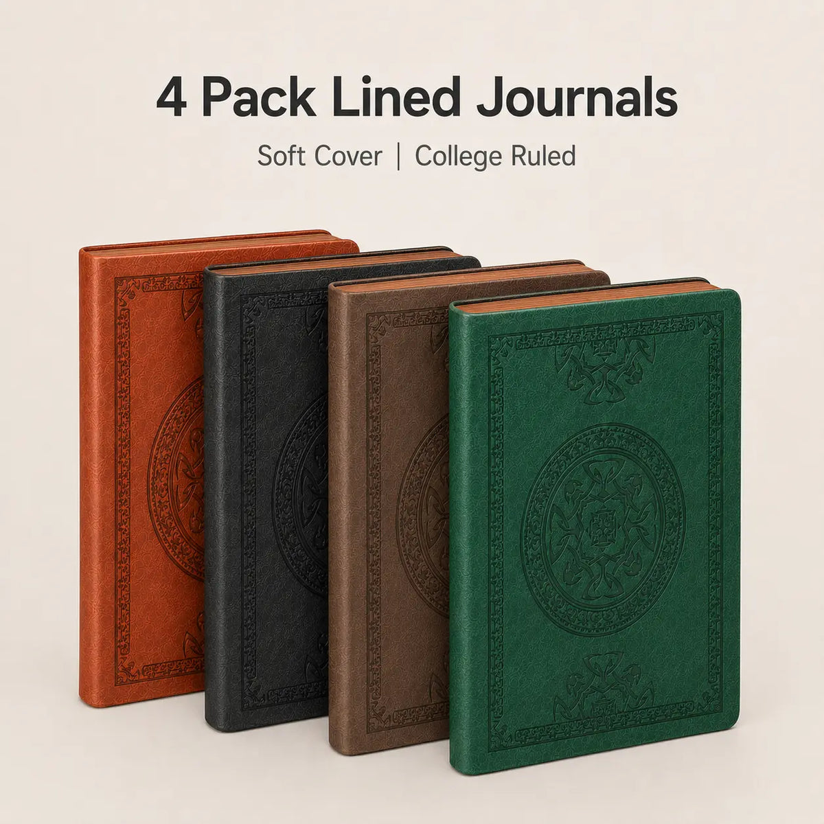 CAGIE soft leather journal A5 Lined college ruled notebooks 4-PACK sketchbook composition back to school shopping 2026 college essentials bible study Prayer Journal Grimoire stuff Gift junk journal scrapbooks,sohochic