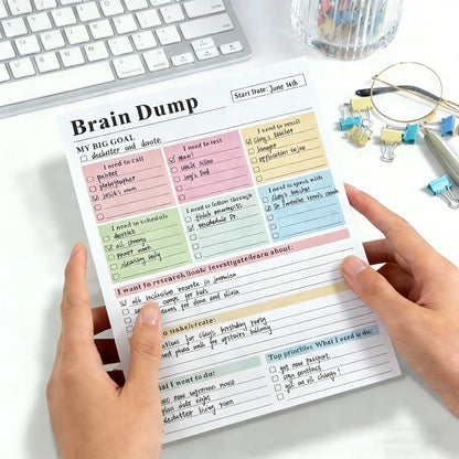 ADHD Multi-Section Daily Brain Dump Productivity Planner Notepad - 50 Pages Tear-Off Sheets (8.5x5.8in), Office Planner,Task Organizer, To-Do List, Priorities Tracker,Schedule Pad, Focus Tool, Halloween Gifts,sohochic
