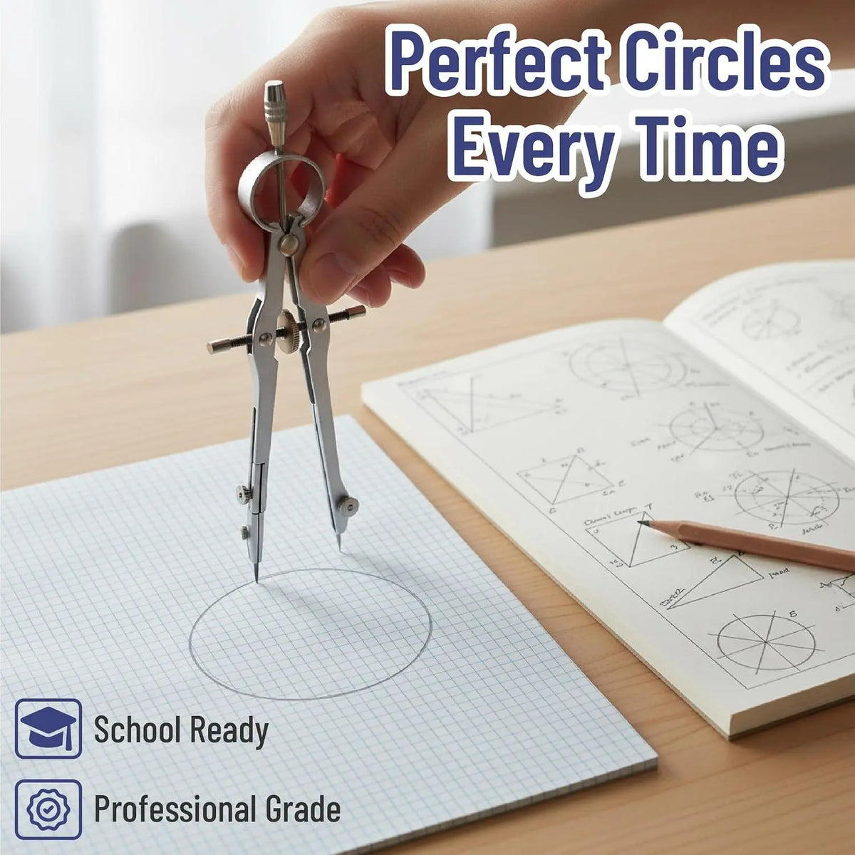 - Geometry Set, 15 count Set with 6 Inch Swing Arm Protractor | IncludesMetal Divider, Set Squares, Ruler, Compasses for Math for Drafting & School Supplies