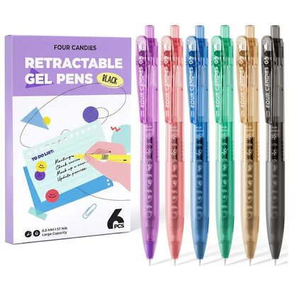Four Candies Rose Series Aesthetic Gel Pens with pencil case,0.5mm Fine Point Smooth Writing,Cute Girly Kawaii Desk Accessories,Planner & Journal Pens,Black Pink Ink,Nurse & Student Essentials,Back to School Haul,Office & School Supplies