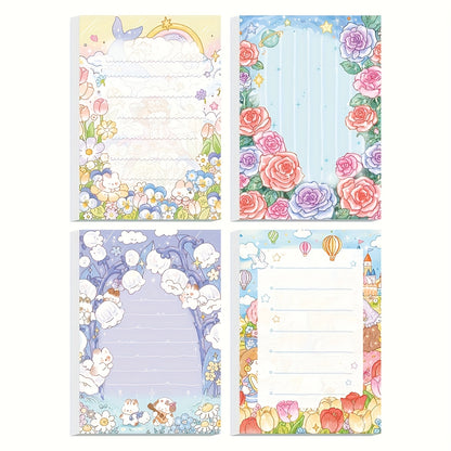 Dreamy Garden Oil Painting Notepad for Students, 50 High-Quality Floral Memo Sheets for Notes And Reminders