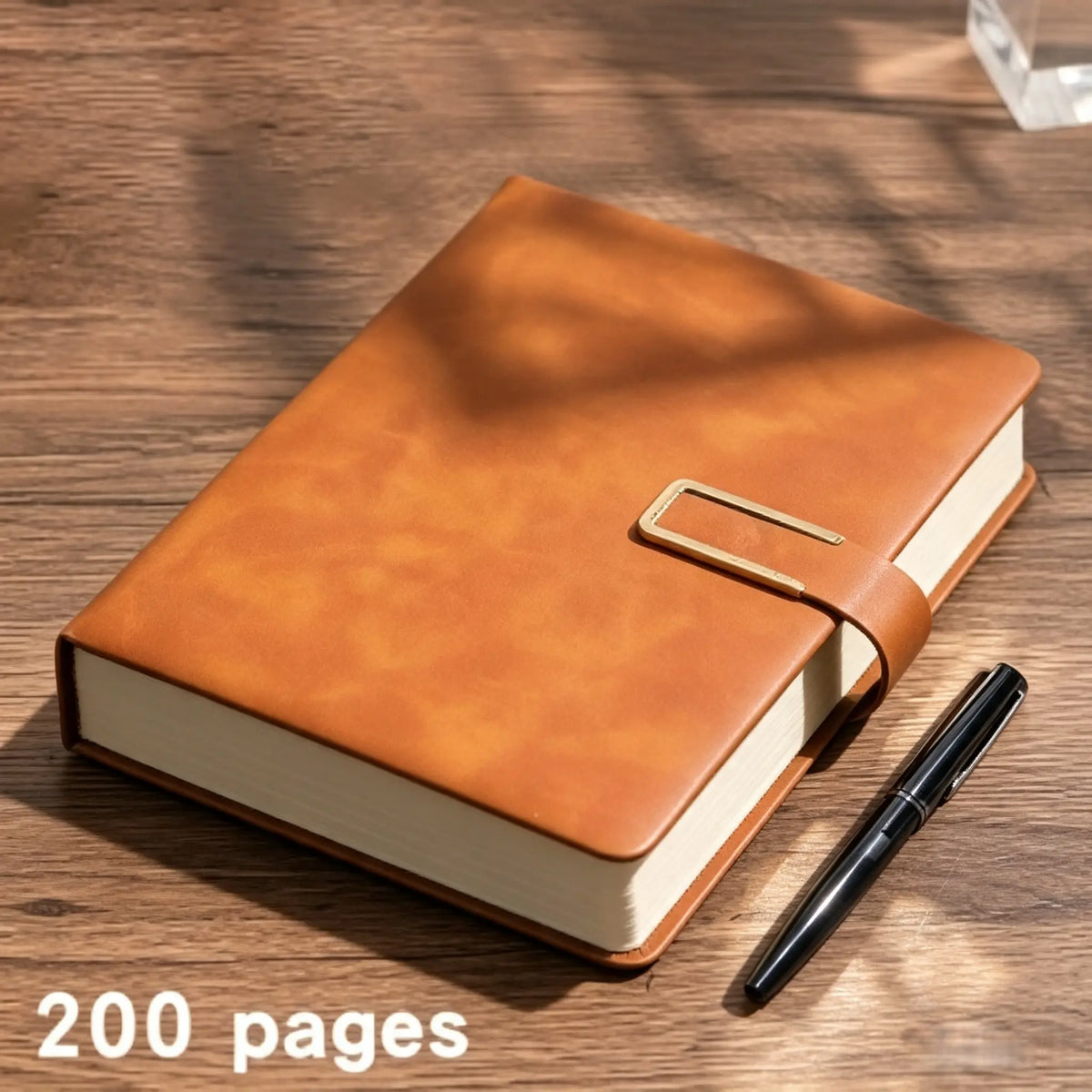 [Back to School Must-Have] A5 Premium PU Leather Bound Journal - Buckle Close Hardcover Work Notebook, 200 Thick Pages for Journaling, School Use