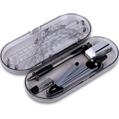 Math Geometry Kit Set 8 count Student Supplies with Shatterproof Storage Box,Includes Rulers,Protractor,Compass,Pencil Lead Refills,Pencil,Eraser.for Students and Engineering Drawings
