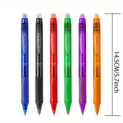 Fine Writing Instruments • 6 Plastic Erasable Pens • 0.5Mm Pointed Needle • Plastic Grip Design for Improved Grip Comfort • 6 Colours to Choose From • Easy to Erase Water Pen for Drawing Writing • Student Stationery • Back to School Supplies