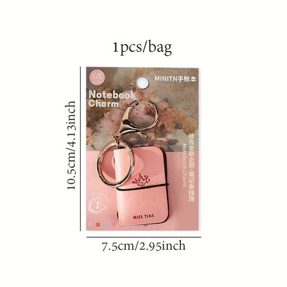 Travel MINI PU Leather Keychain Notebook - Monet-Inspired Impressionist Art Journal, Undated Pages, Compact Portable Planner for Daily Use & Gift (Blue, Grey, Red, Pink, Brown)
