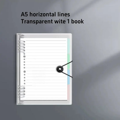 A5/b5 Loose-Leaf Notebook with Removable Metal Clip, 60 Pages of Ruled Paper, One-Button Design for Easy Refills, Refillable, Ideal for Office, Meetings, Study, Notebook for work