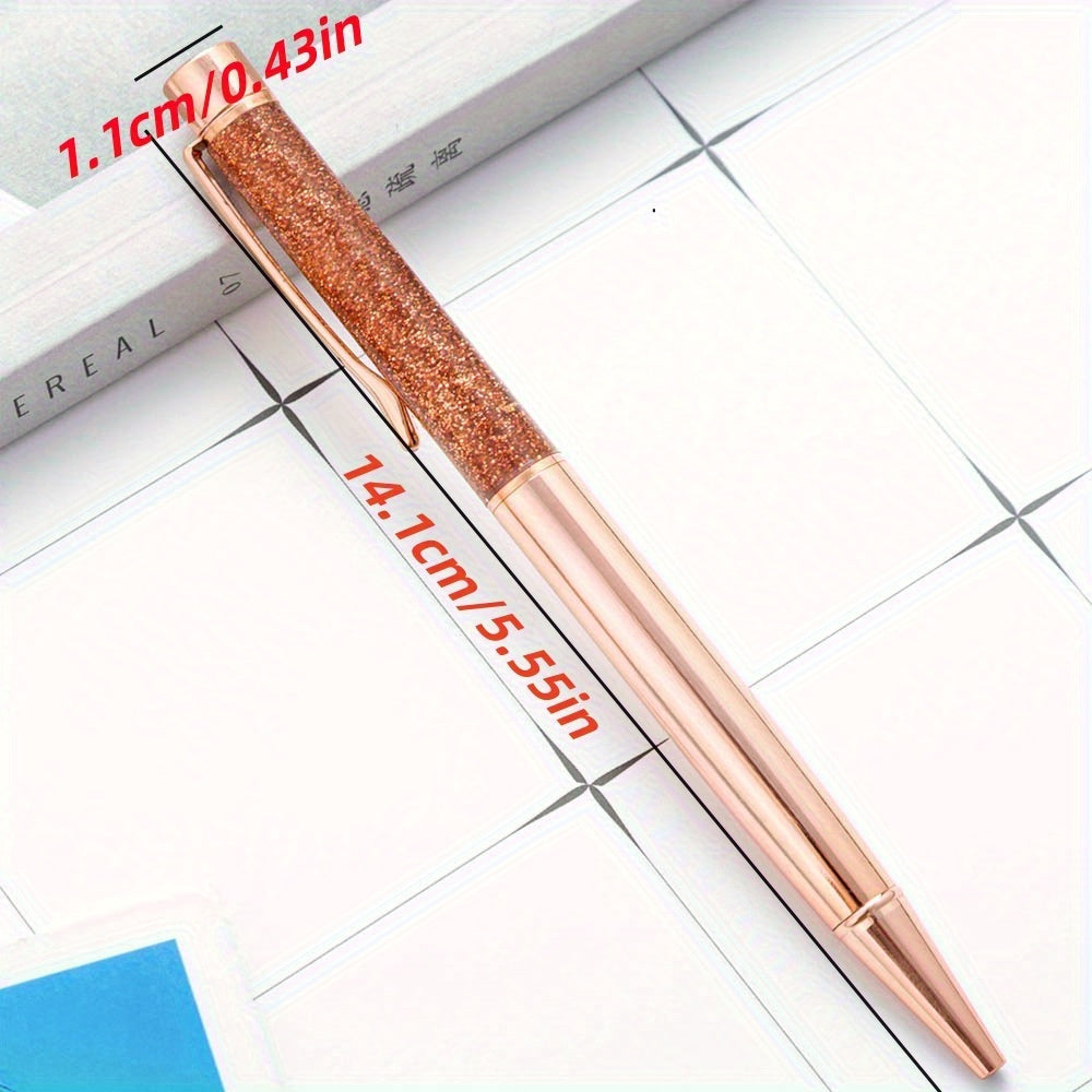 1pc Custom Liquid Sand Round Ballpoint Pen - Personalized Engraved Rose Golden Glitter Pen - Christmas Gift - Bridesmaid Gift - Female Boss Pen - Valentine's Day Gift, Custom Engraved Ballpoint Pen for Company and School